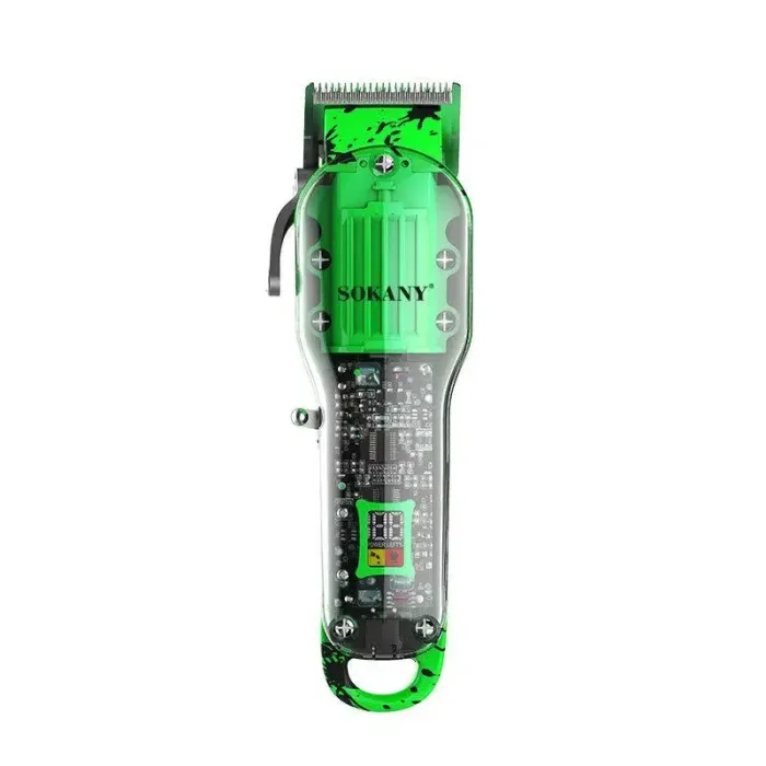 Триммер профессиональный аккумуляторный с 8 насадками и USB машинка для стрижки беспроводная Sokany SK-LF-9970 Зелёный