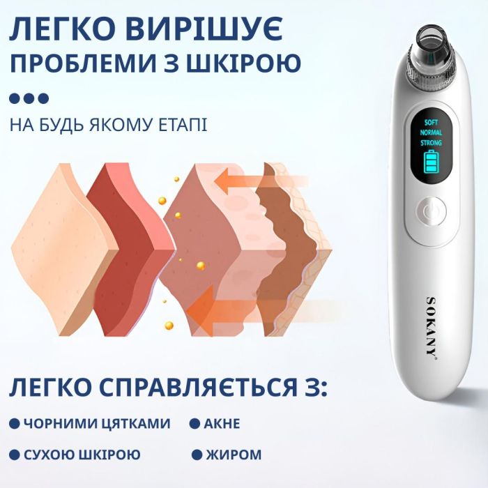 Очиститель вакуумный для пор кожи лица 3 в 1 аппарат для чистки черных точек Sokany SK-319